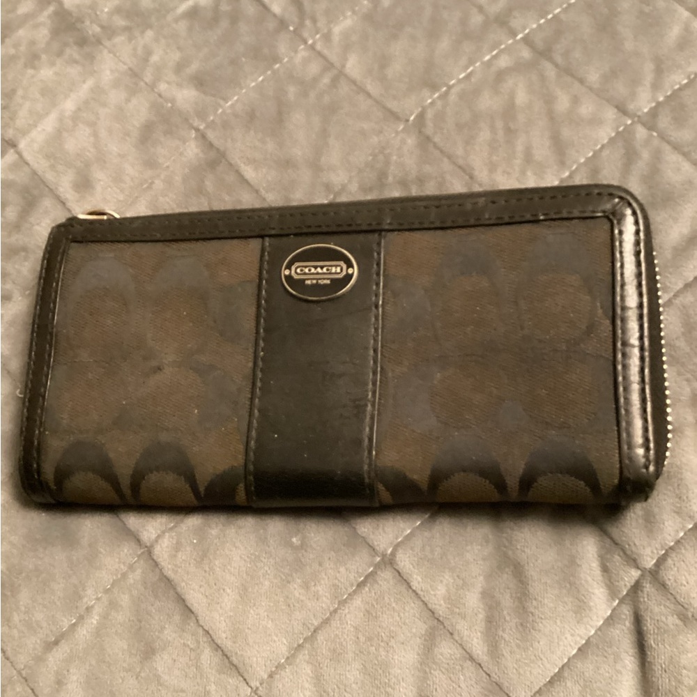 COACH signature zip around wallet